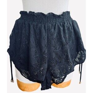Victorias Secret Women Medium Black Lacy Nylon Sleep Lounge Shorts